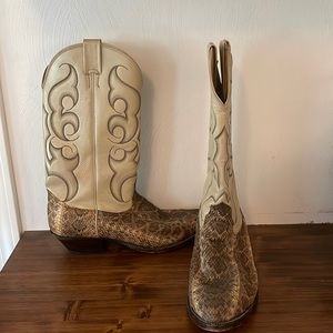 Vintage leather and snakeskin Nocona Cowboy boots